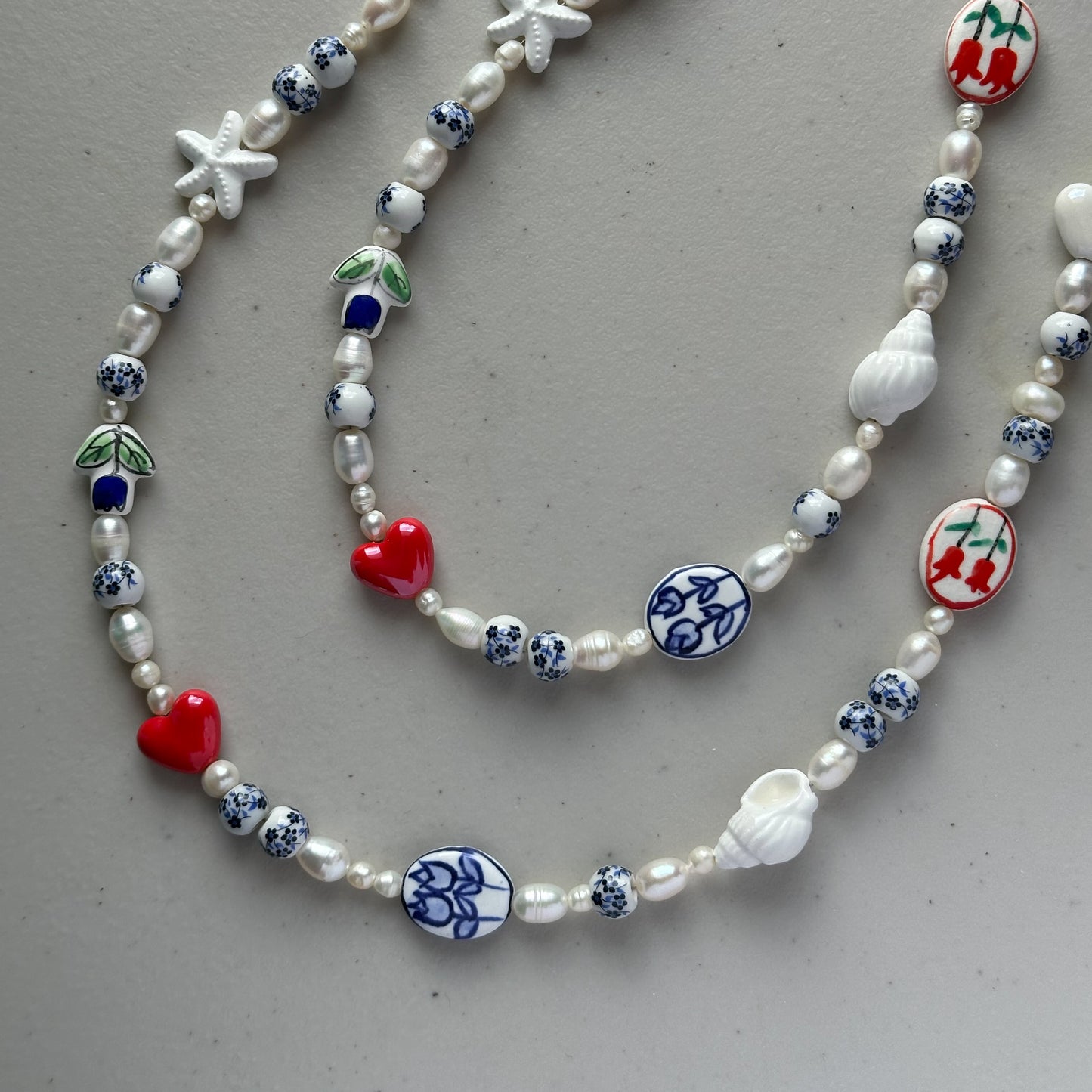 Collar cerámica y perlas