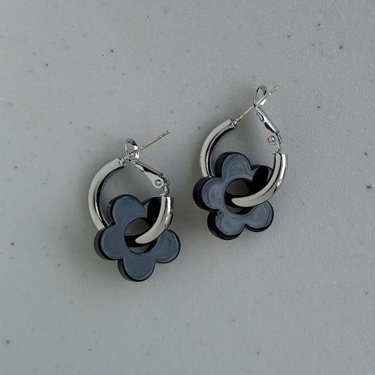 Flower Silver hoops