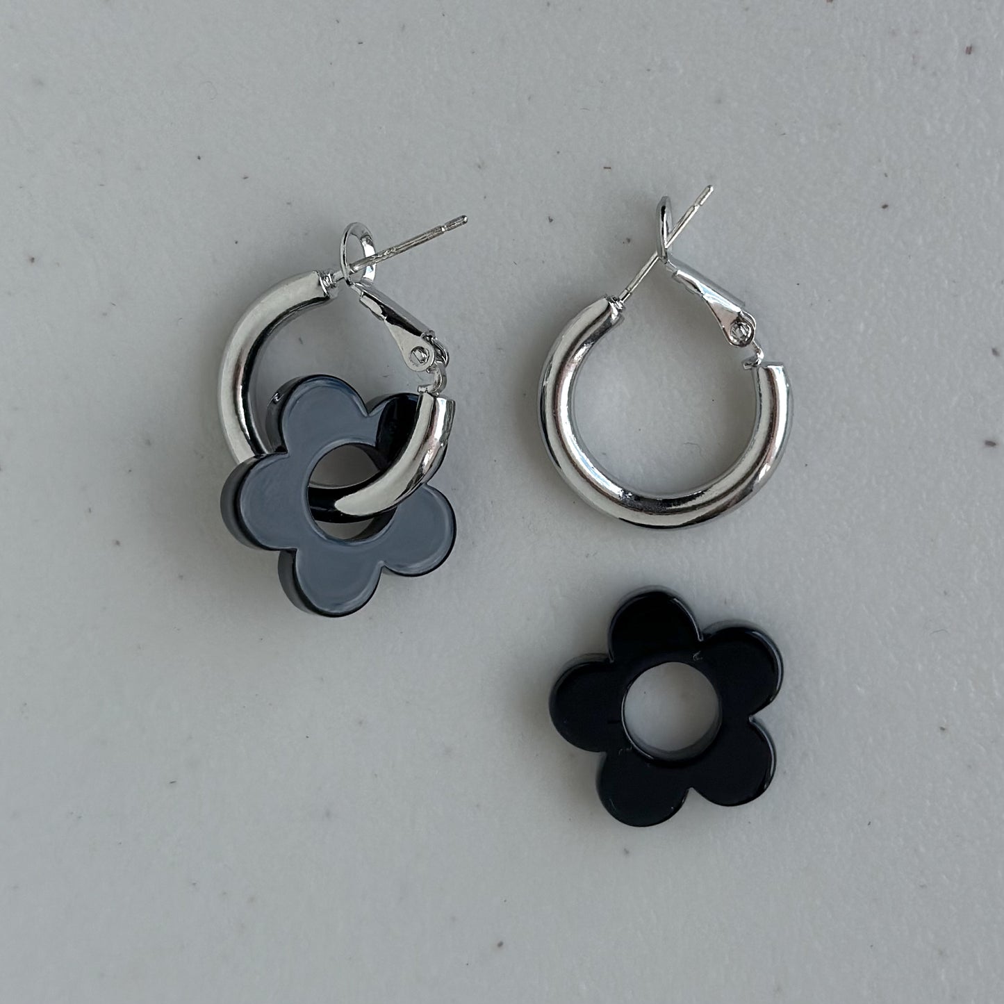 Flower Silver hoops